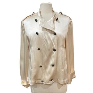 Ann Demeulemeester Double Breasted Silk Satin Jacket SZ XS 38 Cream